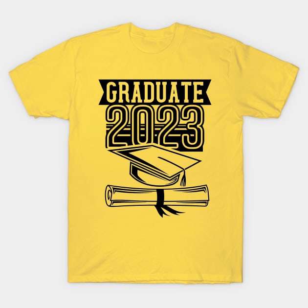 Graduate 2023, cute grraduation, black and white T-Shirt by joyjeff